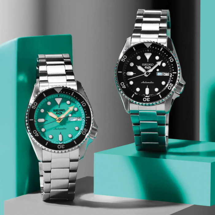 Seiko 5 Sports SKX Midi Automatic Teal Dial Silver Steel Strap Watch For Men - SRPK33K1 - Image 10
